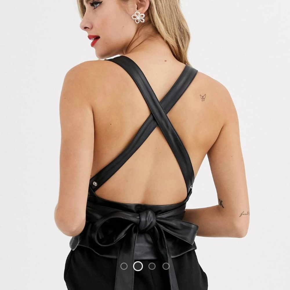 Skylar Rose backless structured cami top in faux leather
